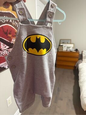 Batman Gray Overalls with Yellow & Black Bat Emblem
